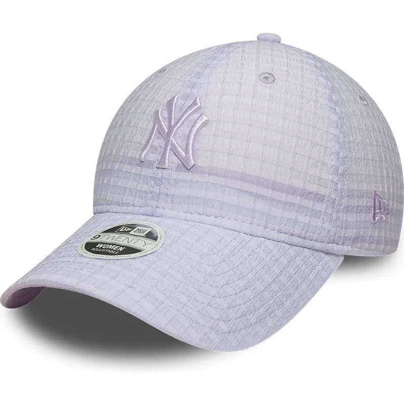 petten-gebogen-paars-verstelbaar-9twenty-seersucker-van-new-york-yankees-mlb-van-new-era
