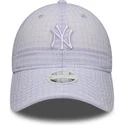 petten-gebogen-paars-verstelbaar-9twenty-seersucker-van-new-york-yankees-mlb-van-new-era
