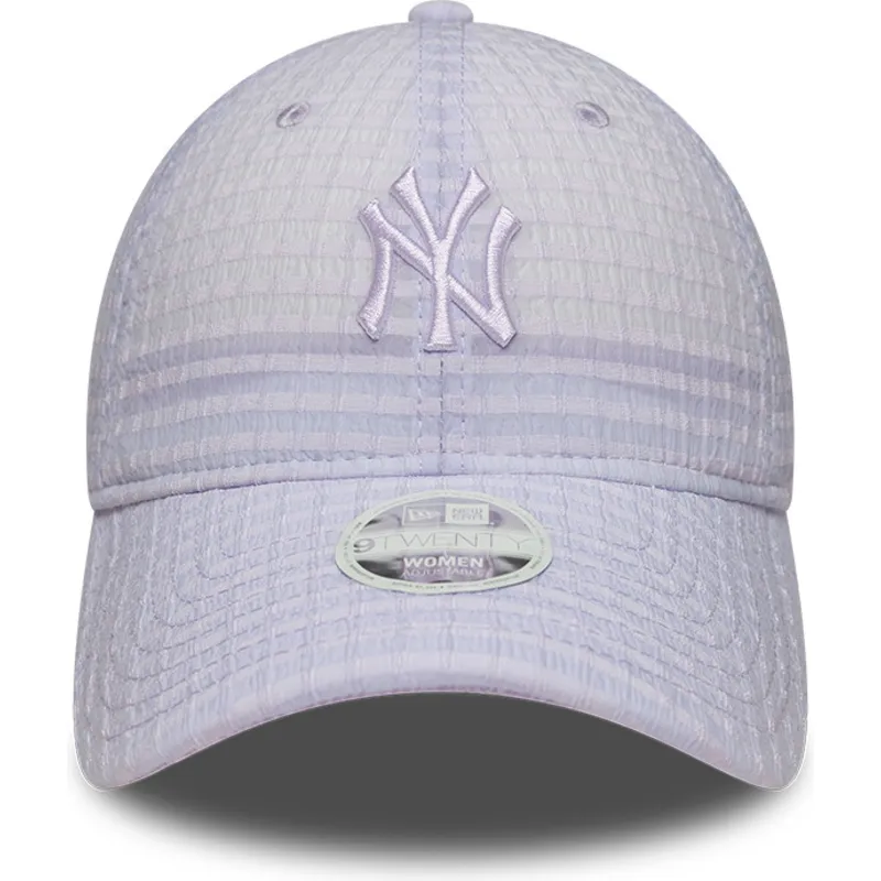 petten-gebogen-paars-verstelbaar-9twenty-seersucker-van-new-york-yankees-mlb-van-new-era