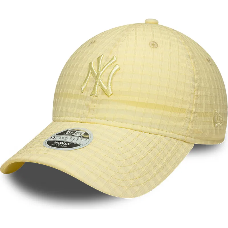 petten-gebogen-geel-verstelbaar-9twenty-seersucker-van-new-york-yankees-mlb-van-new-era