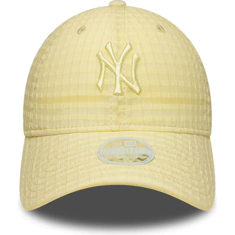 gorra-curva-amarilla-ajustable-con-logo-amarillo-para-mujer-9twenty-seersucker-de-new-york-yankees-mlb-de-new-era