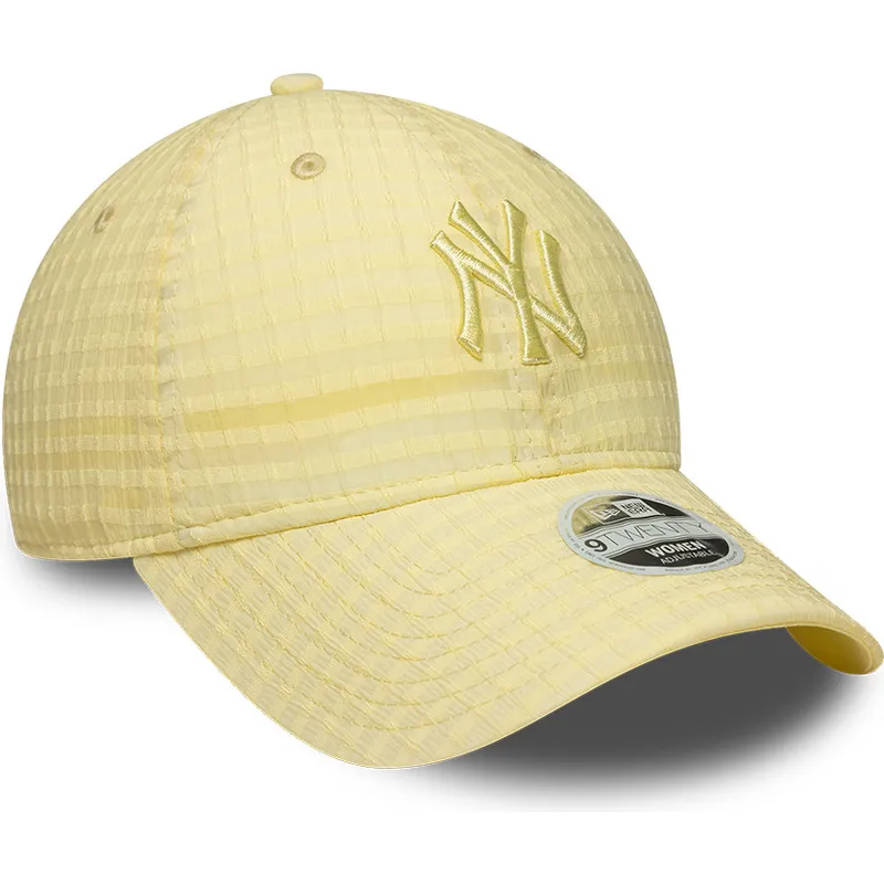 petten-gebogen-geel-verstelbaar-9twenty-seersucker-van-new-york-yankees-mlb-van-new-era