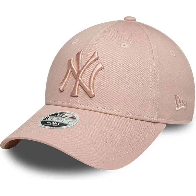casquette-courbee-rose-ajustable-avec-logo-rose-pour-femme-9forty-league-essential-new-york-yankees-mlb-new-era