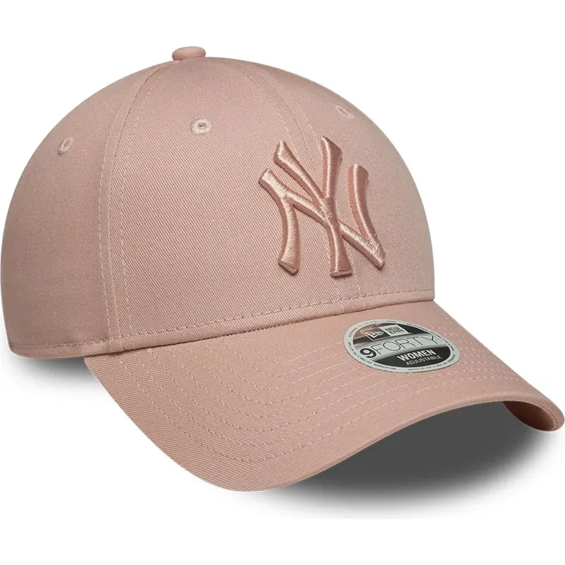 new-era-curved-brim-women-pink-logo-9forty-essential-new-york-yankees-mlb-pink-adjustable-cap