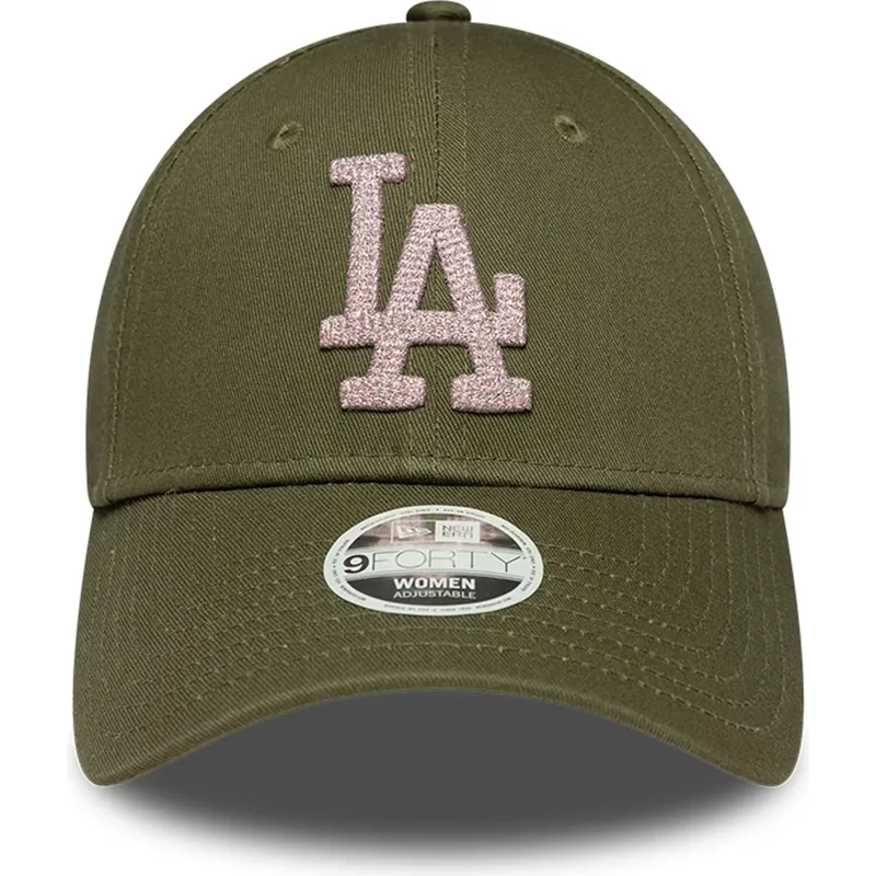 petten-gebogen-groen-verstelbare-band-9forty-metallic-van-los-angeles-dodgers-mlb-van-new-era
