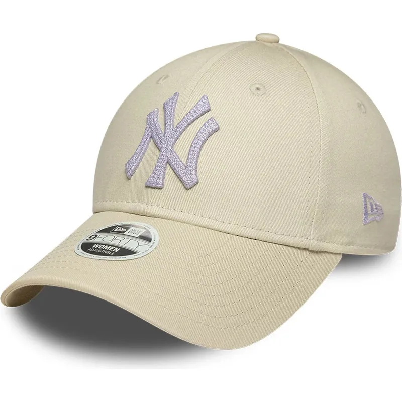 gorra-curva-beige-ajustable-para-mujer-9forty-metallic-de-new-york-yankees-mlb-de-new-era
