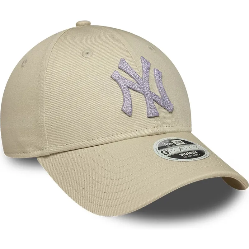 petten-gebogen-beige-verstelbare-band-9forty-metallic-van-new-york-yankees-mlb-van-new-era