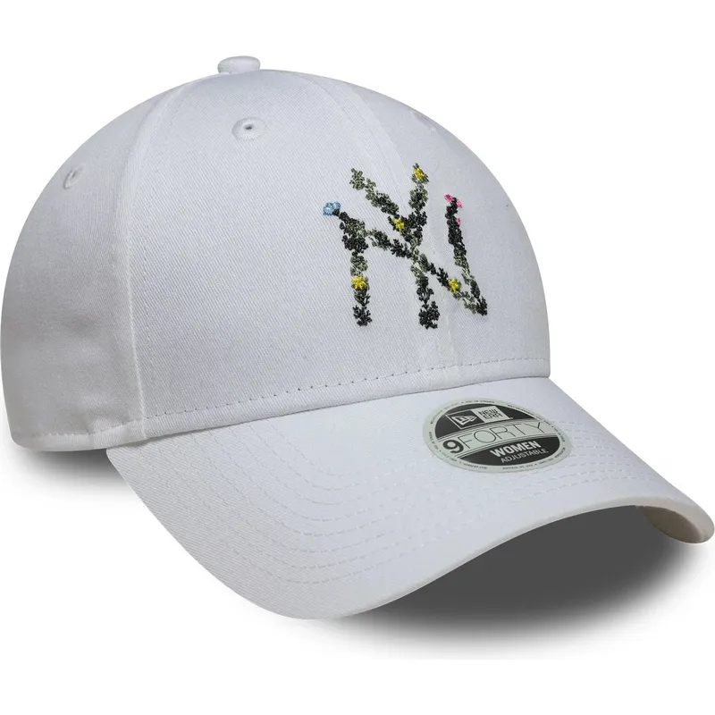 petten-gebogen-wit-verstelbare-band-9forty-floral-infill-van-new-york-yankees-mlb-van-new-era