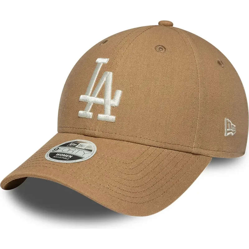brun-bojd-justerbar-keps-for-dam-9forty-linen-fran-los-angeles-dodgers-mlb-av-new-era