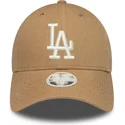petten-gebogen-bruin-verstelbare-band-9forty-linen-van-los-angeles-dodgers-mlb-van-new-era