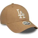 petten-gebogen-bruin-verstelbare-band-9forty-linen-van-los-angeles-dodgers-mlb-van-new-era
