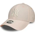 petten-gebogen-roze-verstelbare-band-claro-9forty-linen-van-new-york-yankees-mlb-van-new-era