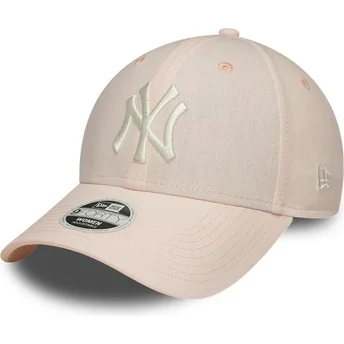 Petten gebogen roze verstelbaar 9FORTY Linen van New York Yankees MLB van New Era