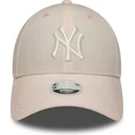 petten-gebogen-roze-verstelbare-band-claro-9forty-linen-van-new-york-yankees-mlb-van-new-era