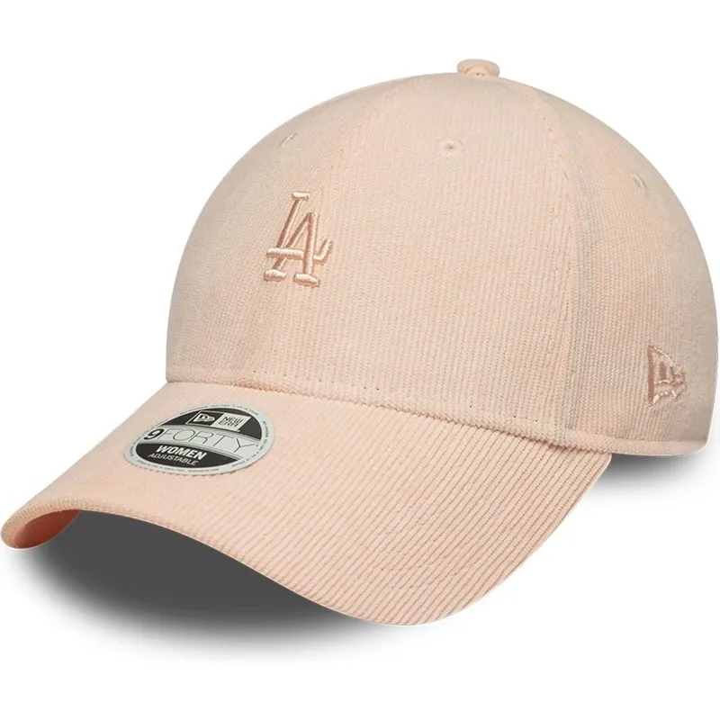 cappellino-curvo-rosa-regolabile-con-logo-rosa-da-donna-9forty-mini-cord-dei-los-angeles-dodgers-mlb-di-new-era