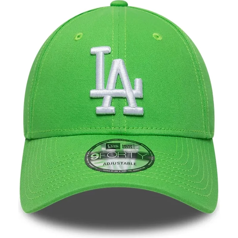 ljusgron-justerbar-kurvad-keps-med-vit-logotyp-9forty-league-essential-fran-los-angeles-dodgers-mlb-av-new-era
