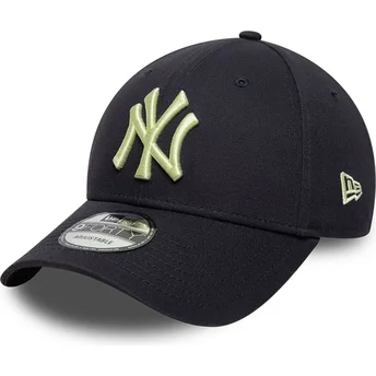 Gorra curva azul marino ajustable con logo amarillo 9FORTY League Essential de New York Yankees MLB de New Era