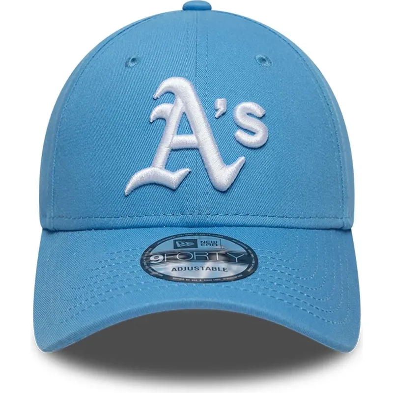 gorra-curva-azul-claro-ajustable-9forty-league-essential-de-oakland-athletics-mlb-de-new-era