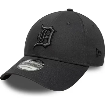 Cappellino con visiera curva nero regolabile con logo nero 9FORTY Team Outline di Detroit Tigers MLB di New Era