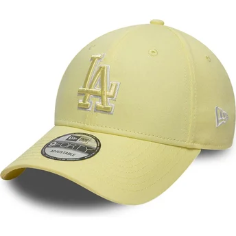 Petten gebogen geel verstelbaar 9FORTY Team Outline van Los Angeles Dodgers MLB van New Era