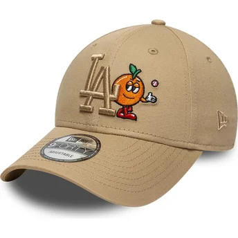 Brun böjd justerbar keps med brunt 9FORTY Tonal Icon-logotyp från Los Angeles Dodgers MLB av New Era