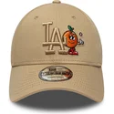 brun-bojd-justerbar-keps-med-brunt-9forty-tonal-icon-logotyp-fran-los-angeles-dodgers-mlb-av-new-era