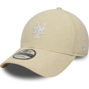 Petten gebogen beige verstelbaar 9FORTY Soft Cord van New York Mets MLB van New Era