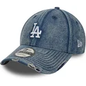 petten-gebogen-blauw-verstelbaar-9forty-acid-wash-denim-van-los-angeles-dodgers-mlb-van-new-era