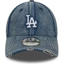 cappellino-visiera-curva-blu-regolabile-9forty-acid-wash-denim-di-los-angeles-dodgers-mlb-di-new-era