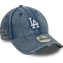 petten-gebogen-blauw-verstelbaar-9forty-acid-wash-denim-van-los-angeles-dodgers-mlb-van-new-era