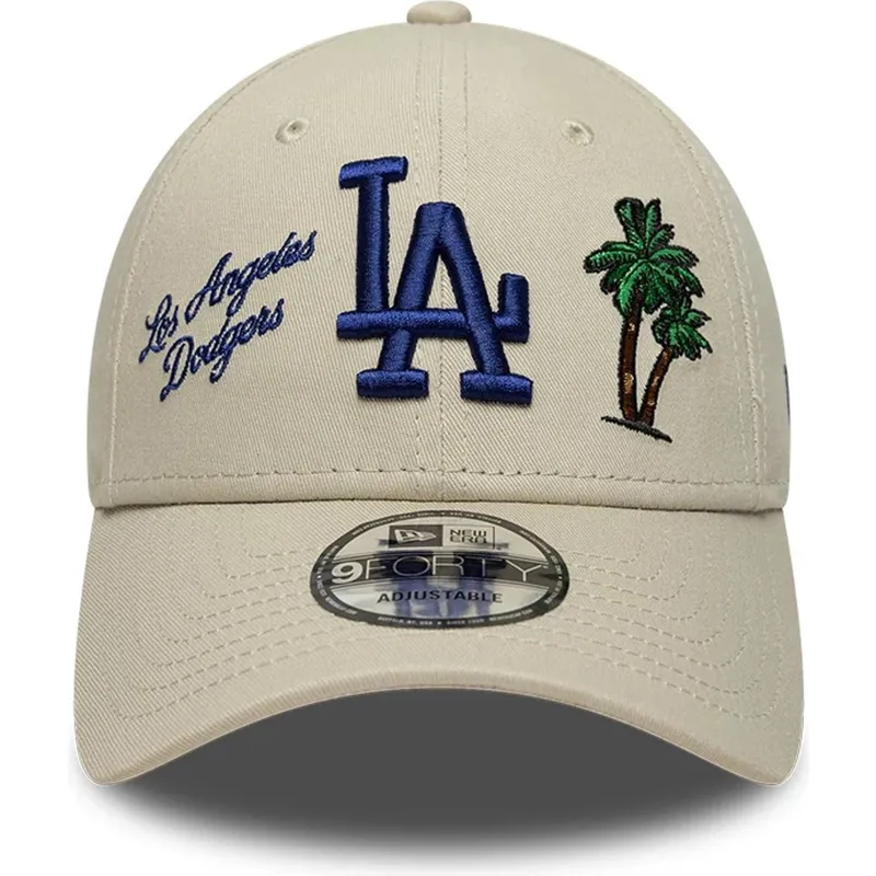 petten-gebogen-beige-verstelbare-band-9forty-city-icon-van-los-angeles-dodgers-mlb-van-new-era