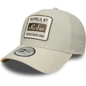 petten-gebogen-beige-snapback-e-frame-patch-linen-van-new-era