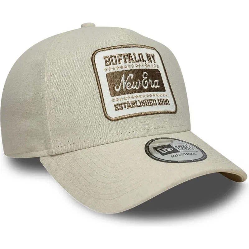 petten-gebogen-beige-snapback-e-frame-patch-linen-van-new-era