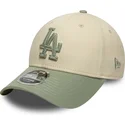 petten-gebogen-beige-snapback-9forty-m-crown-side-script-van-los-angeles-dodgers-mlb-van-new-era