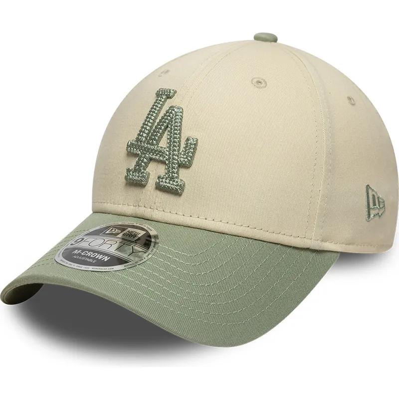 petten-gebogen-beige-snapback-9forty-m-crown-side-script-van-los-angeles-dodgers-mlb-van-new-era