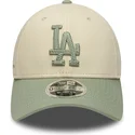 petten-gebogen-beige-snapback-9forty-m-crown-side-script-van-los-angeles-dodgers-mlb-van-new-era