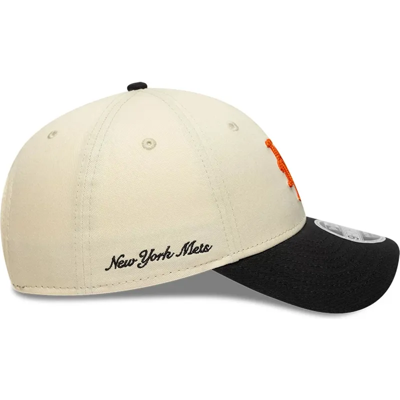 petten-gebogen-beige-snapback-9forty-m-crown-side-script-van-new-york-mets-mlb-van-new-era
