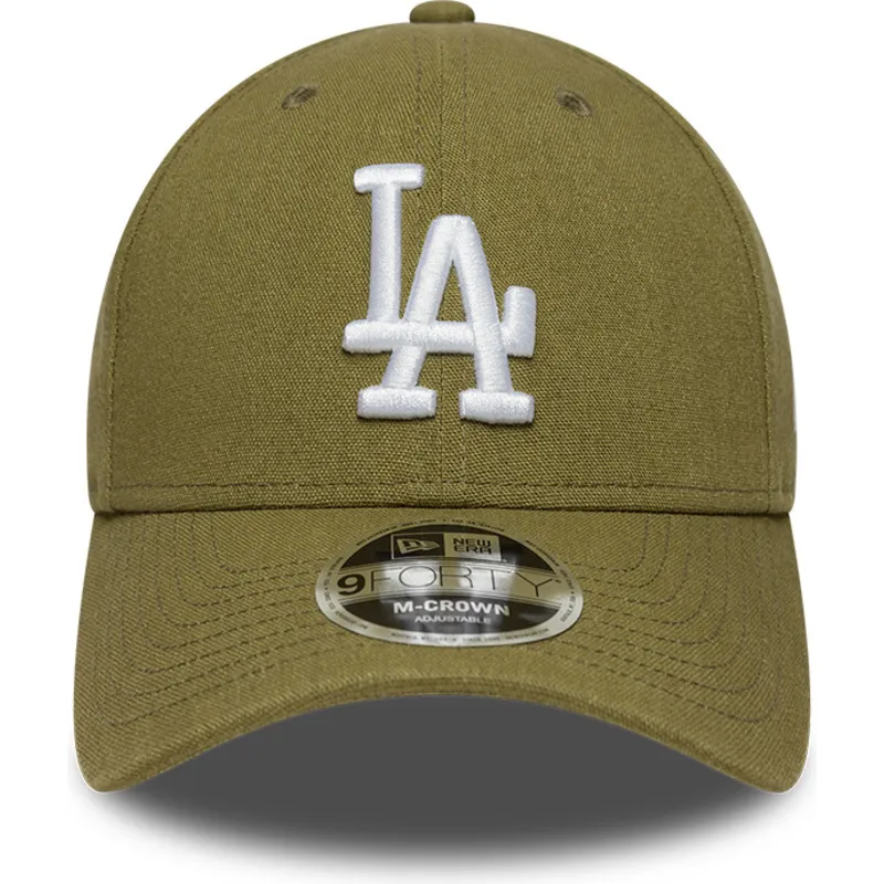 petten-gebogen-groen-snapback-9forty-m-crown-linen-van-los-angeles-dodgers-mlb-van-new-era