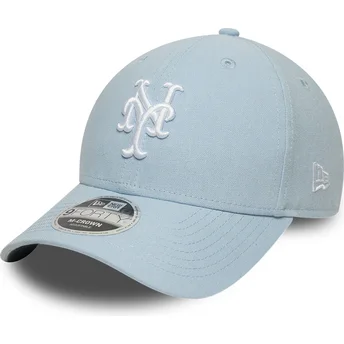 Petten gebogen blauw snapback claro 9FORTY M-Crown Linen van New York Mets MLB van New Era
