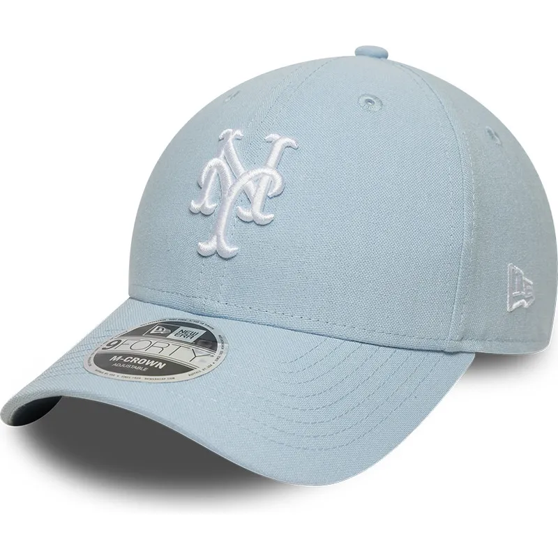 petten-gebogen-blauw-snapback-9forty-m-crown-linen-van-new-york-mets-mlb-van-new-era
