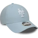cappellino-visiera-curva-azzurro-snapback-9forty-m-crown-linen-di-new-york-mets-mlb-di-new-era