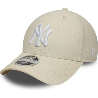 Καπέλο με καμπύλη μπεζ snapback 9FORTY M-Crown Linen των New York Yankees MLB από New Era