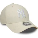 petten-gebogen-beige-snapback-9forty-m-crown-linen-van-new-york-yankees-mlb-van-new-era
