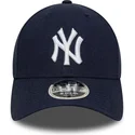 petten-gebogen-marineblauw-snapback-9forty-m-crown-linen-van-new-york-yankees-mlb-van-new-era