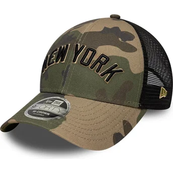 Petten gebogen camouflage snapback 9FORTY M-Crown Wordmark van New York Yankees MLB van New Era