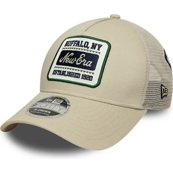 Petten gebogen beige snapback 9FORTY M-Crown A Frame Multi Patch van New Era