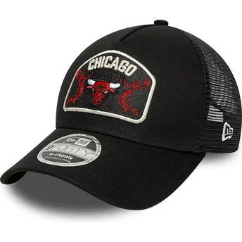 Petten gebogen zwart snapback 9FORTY M-Crown A Frame van Chicago Bulls NBA van New Era