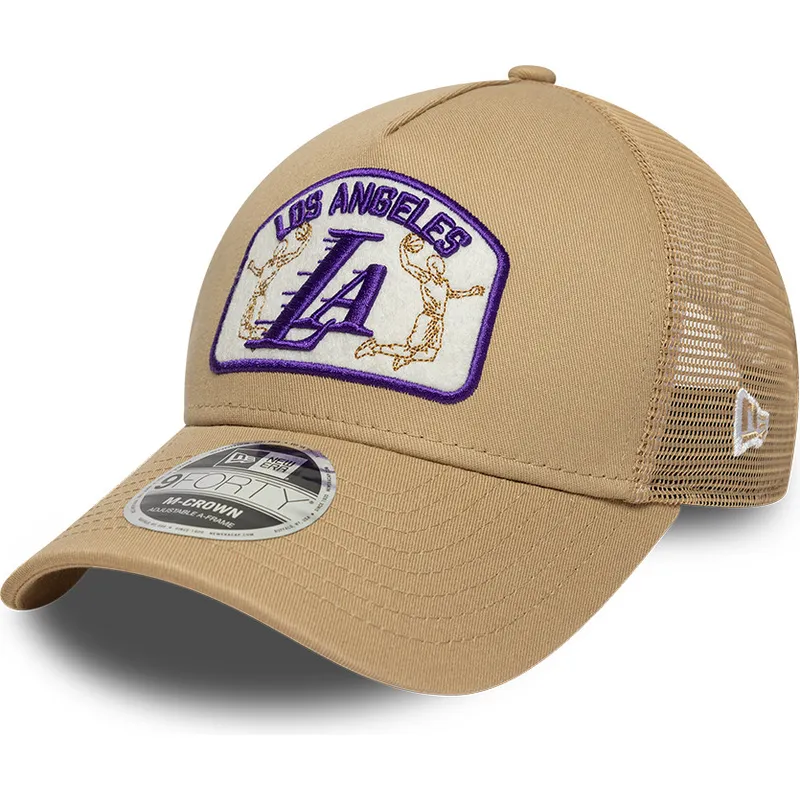 petten-gebogen-beige-snapback-9forty-m-crown-a-frame-van-los-angeles-lakers-nba-van-new-era
