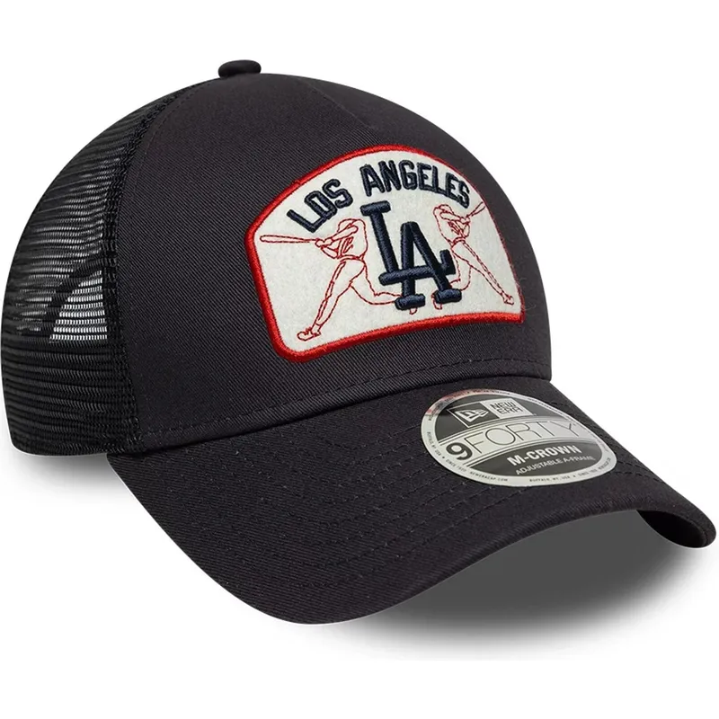 cappellino-trucker-blu-marino-9forty-m-crown-a-frame-dei-los-angeles-dodgers-mlb-di-new-era
