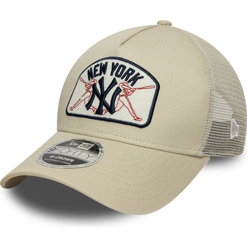 petten-gebogen-beige-snapback-9forty-m-crown-a-frame-van-new-york-yankees-mlb-van-new-era